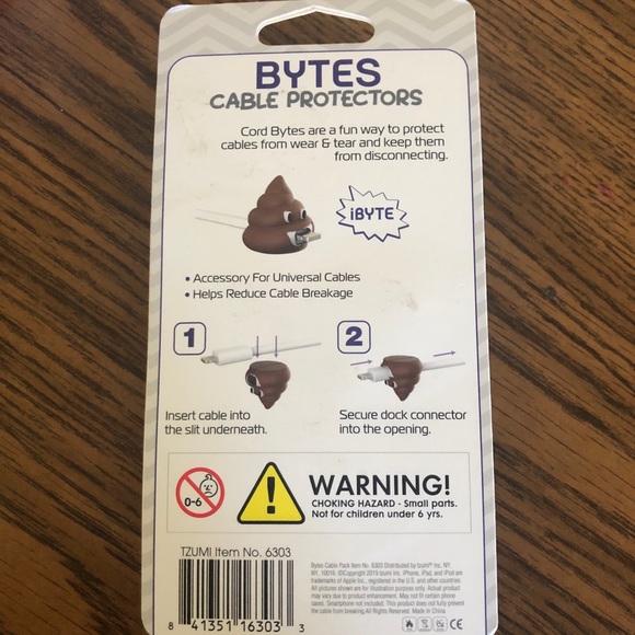 Bytes Cable Protector 2 PK Sunglasses/Poop Emoji - Picture 4 of 6
